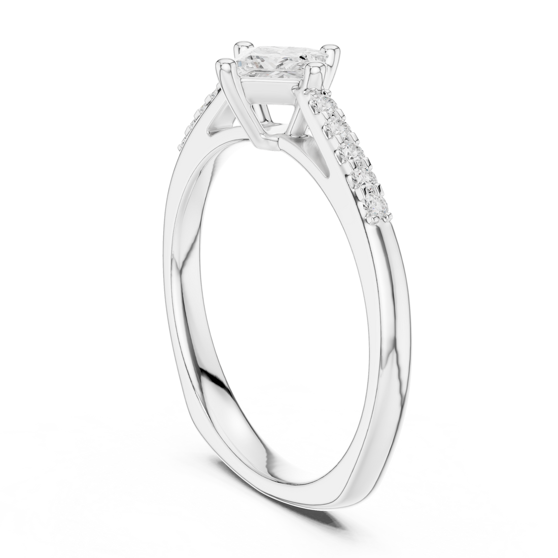 DDLR-518 - Solitaire Princess Ring - White Gold