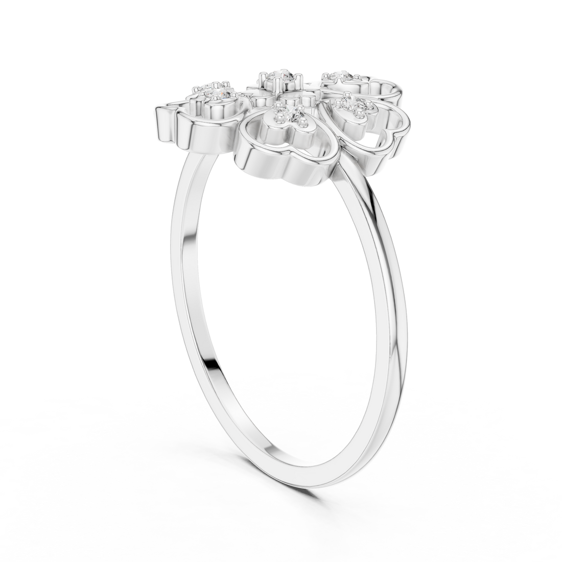 DR-6189 - Fashion Round Ring - White Gold