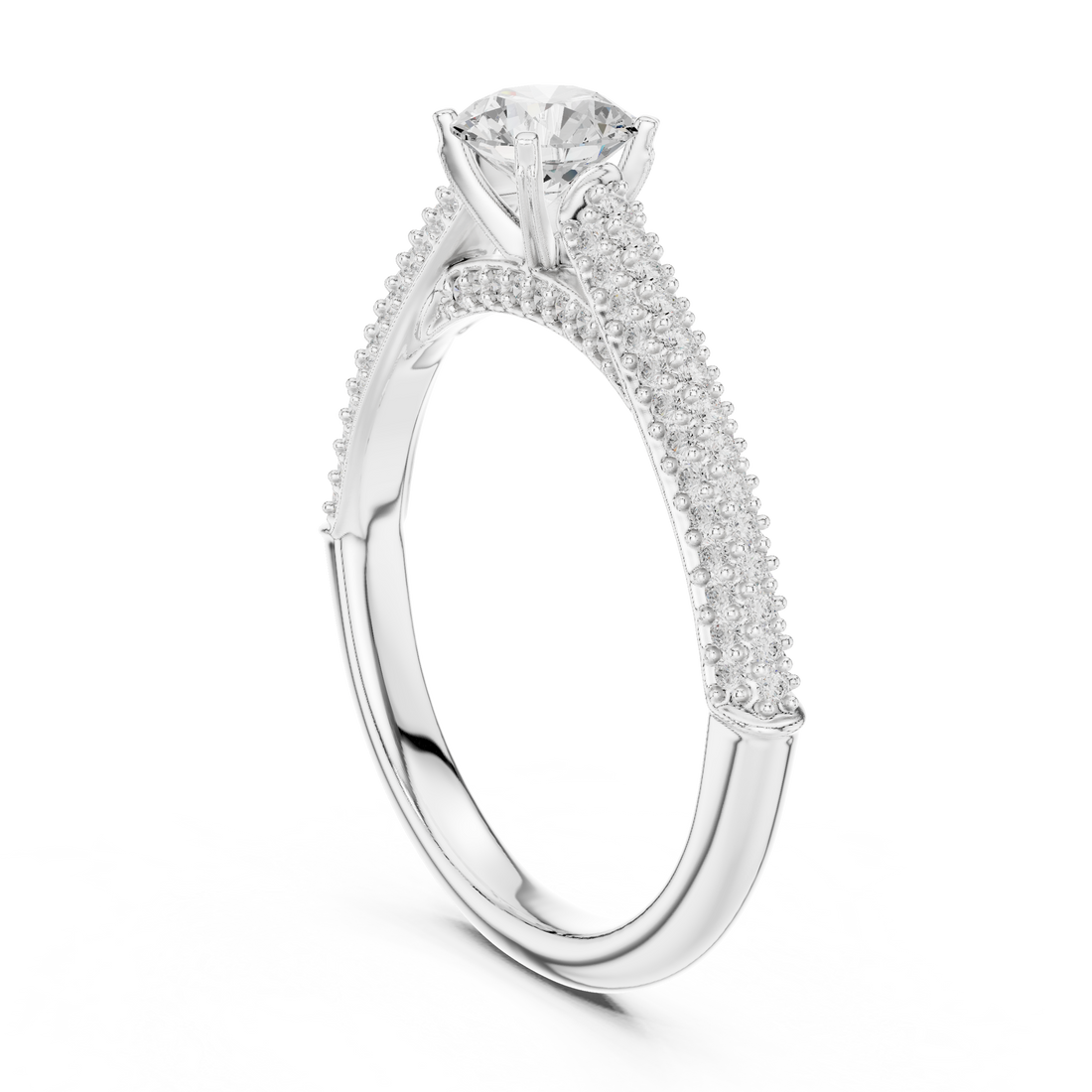 LR-0317 - Solitaire Round Ring - White Gold
