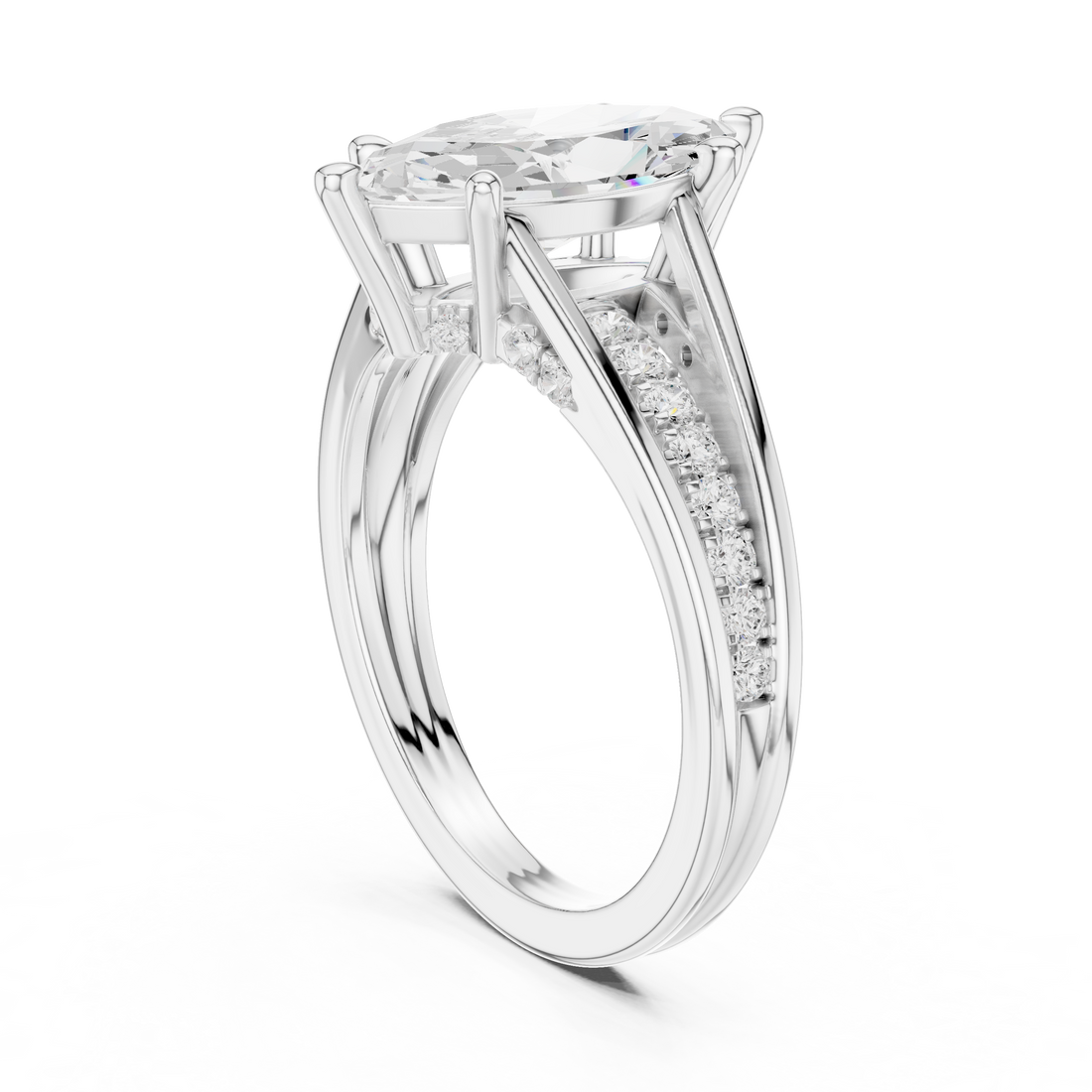 DDLR-994 - Split Shank Marquise Ring - White Gold