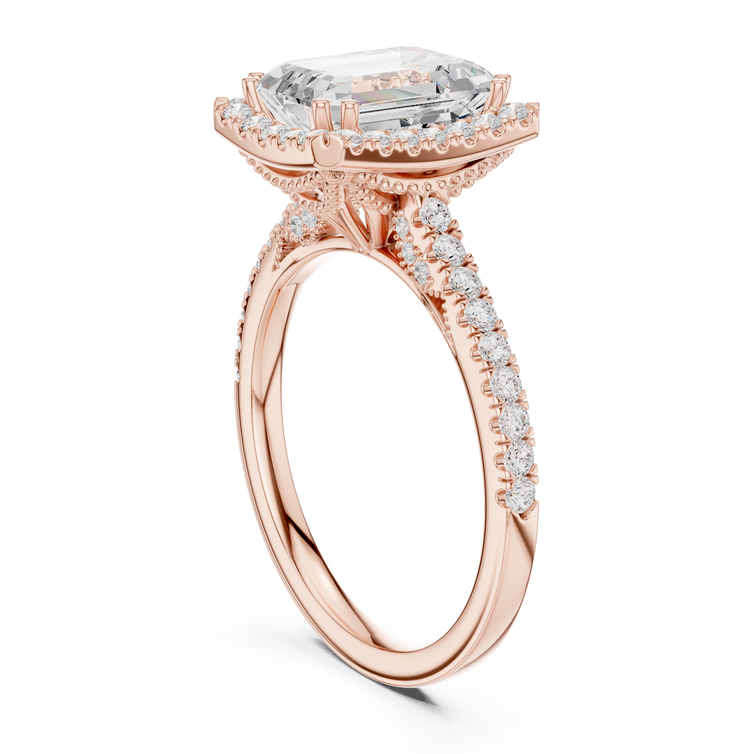 DDLR-255 - R00846-EM(001) - Halo Emerald Ring - White Gold