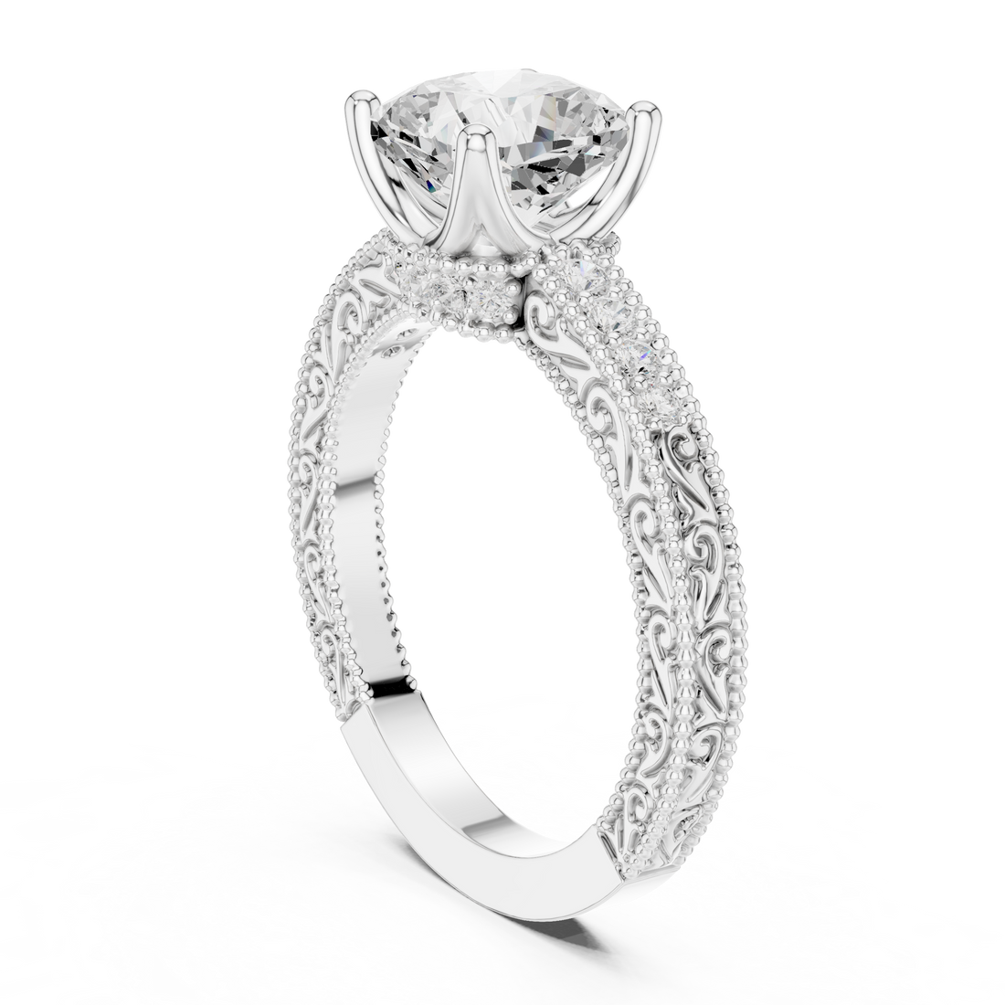 DDLR-977 - Vintage Cushion Ring - White Gold