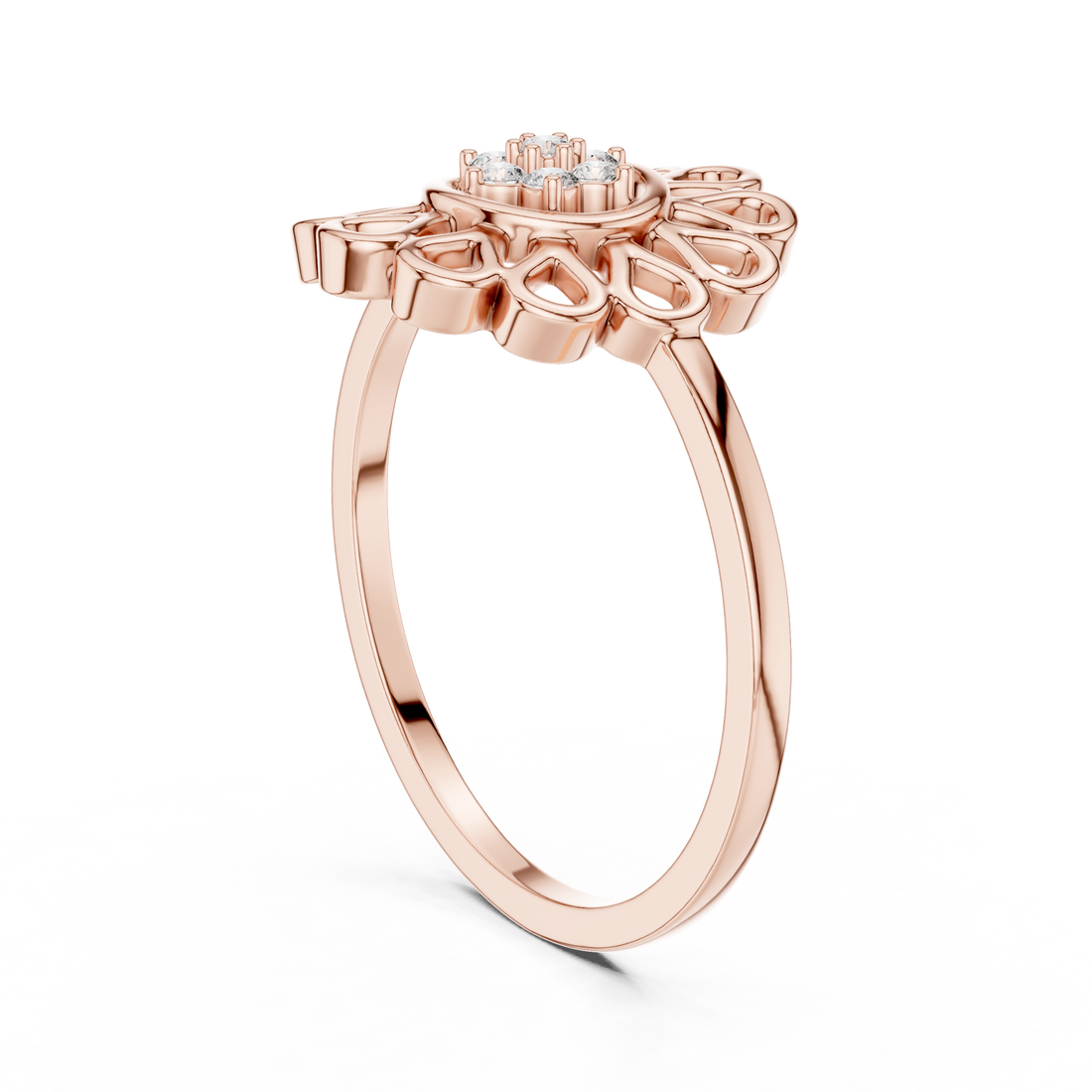 DR-6252 - Fashion Round Ring - White Gold
