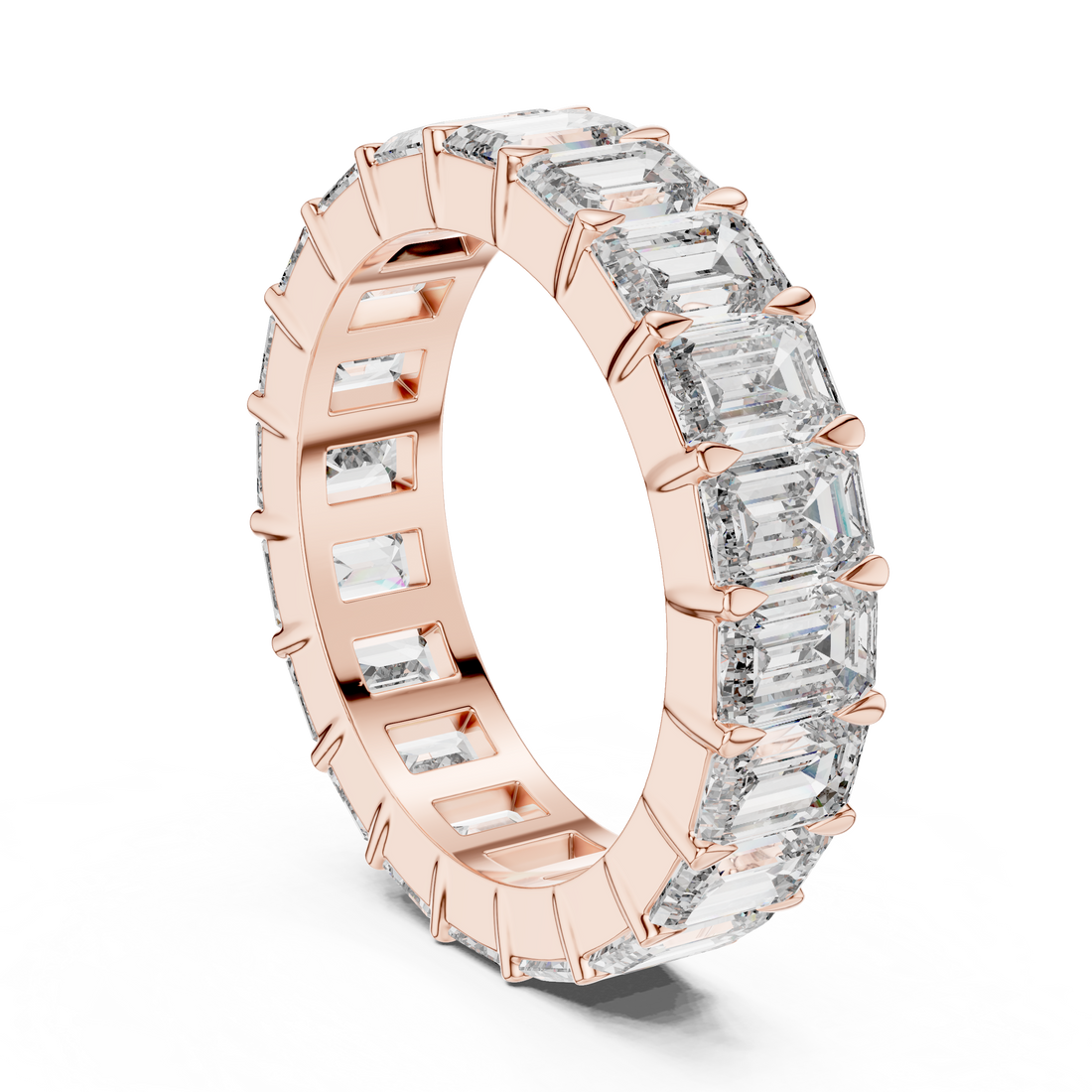 LR-0042 - Eternity Emerald Ring - White Gold