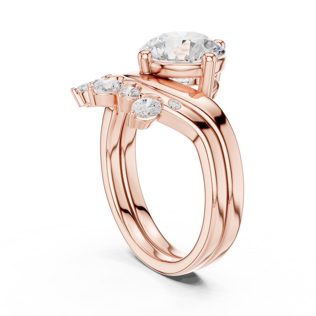DDLR-444 -RD - Fashion Round Ring - White Gold