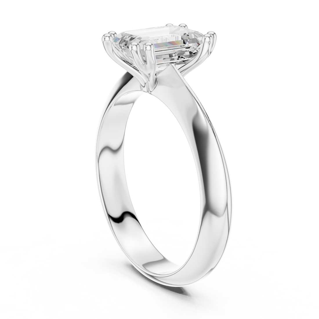 DDLR-147-EM - Solitaire Emerald Ring - White Gold