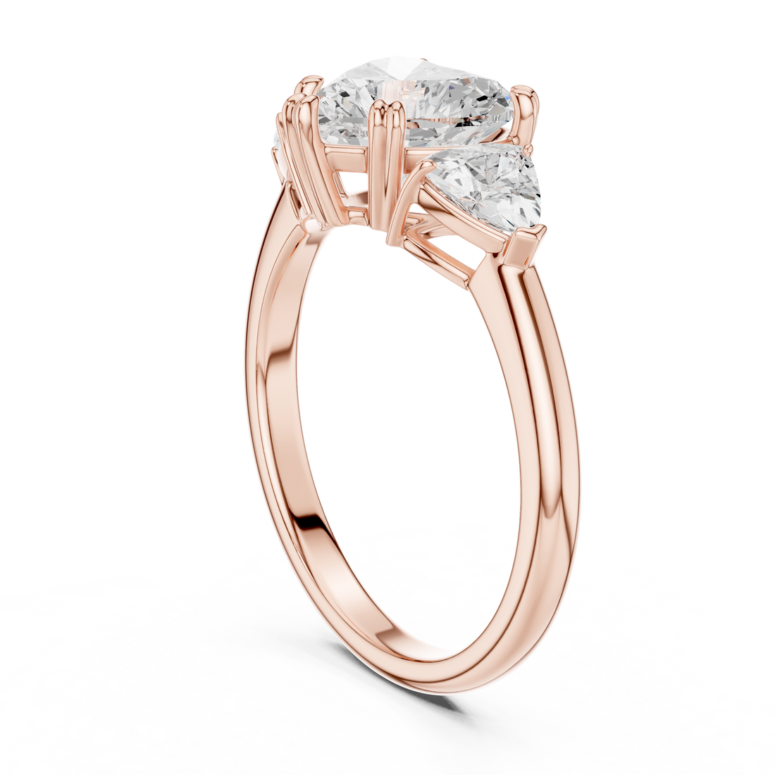 DDLR-034-HR - Three Stone Heart Ring - White Gold