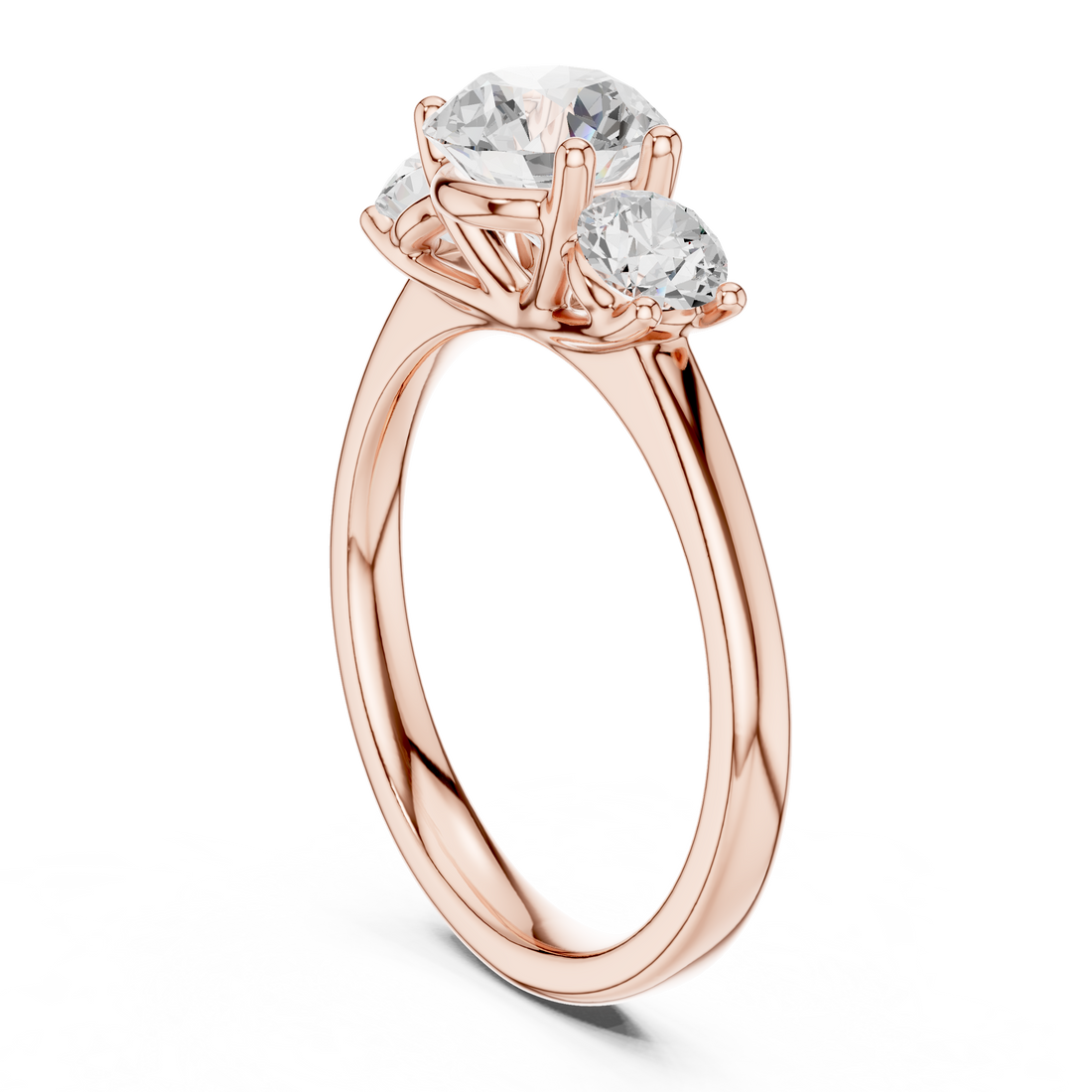DDLR-638 - Three Stone Round Ring - White Gold