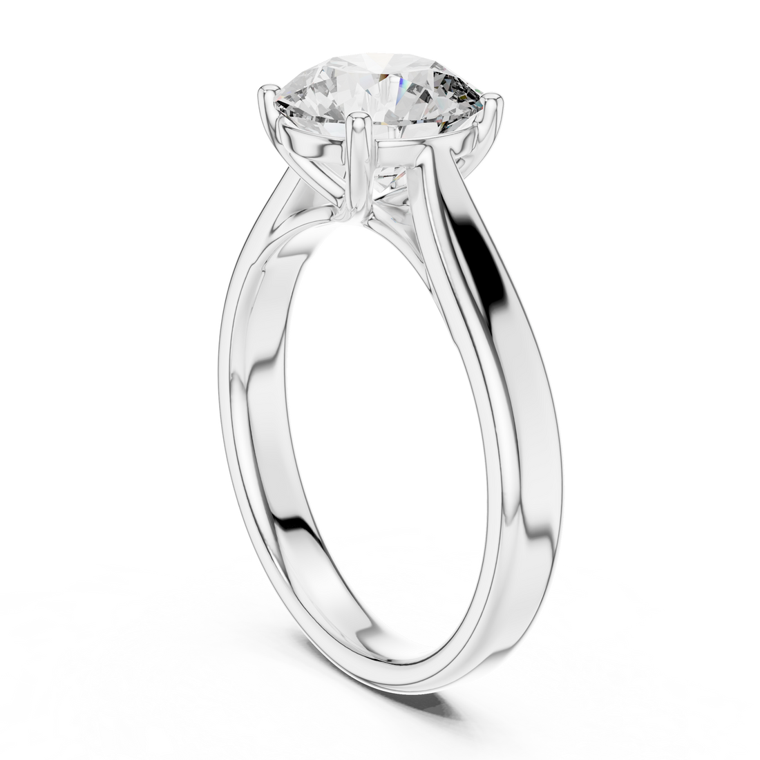 DDLR-070 - Solitaire Round Ring - White Gold