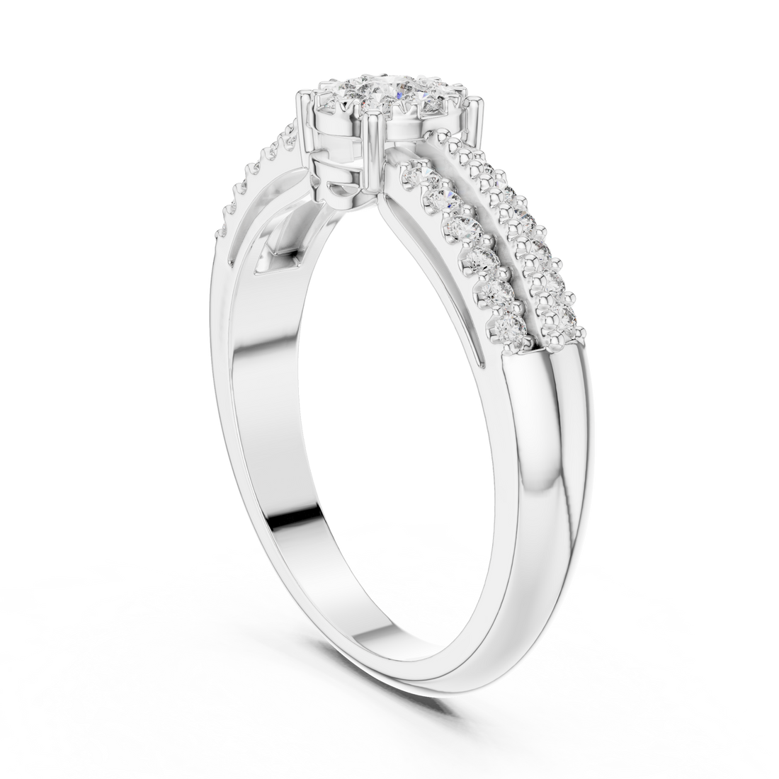 19#120014L - Fashion Round Ring - White Gold