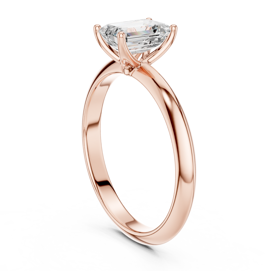 DDLR-146-EM - Solitaire Emerald Ring - White Gold