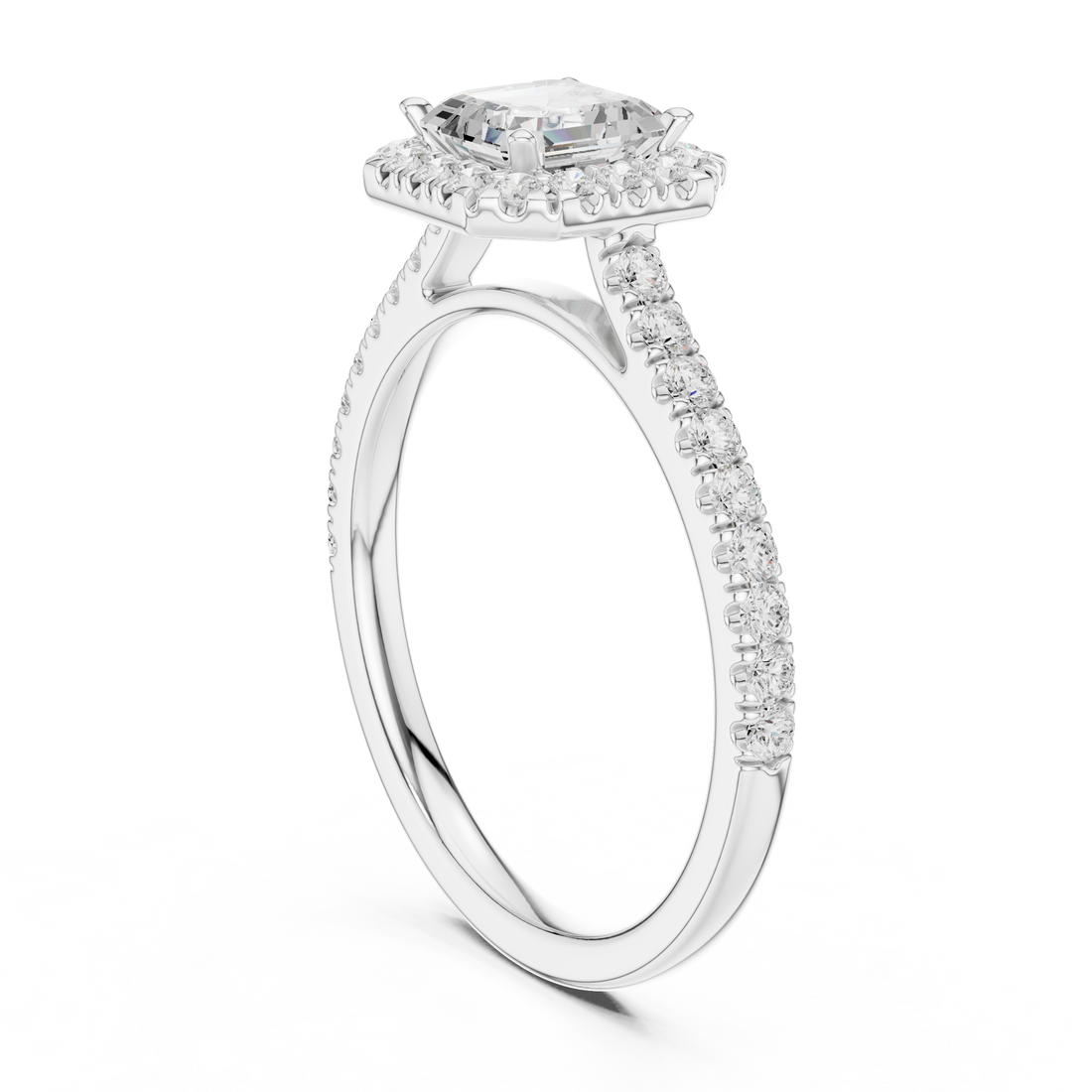DDLR-916 - Halo Asscher Ring - White Gold