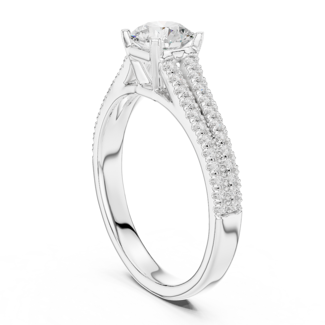LR-0326 - Solitaire Round Ring - White Gold