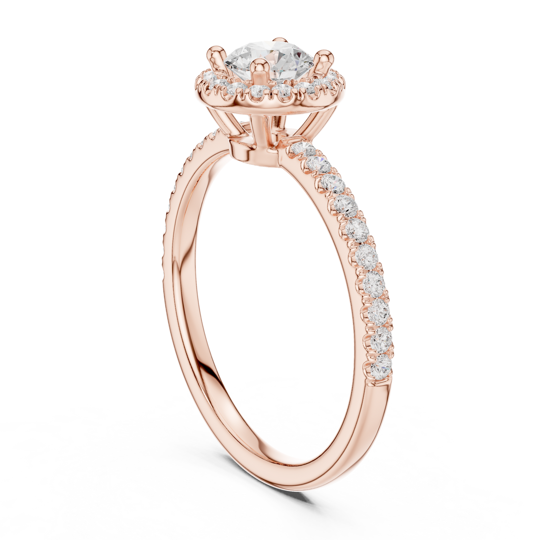 LR-0220 - Halo Round Ring - White Gold