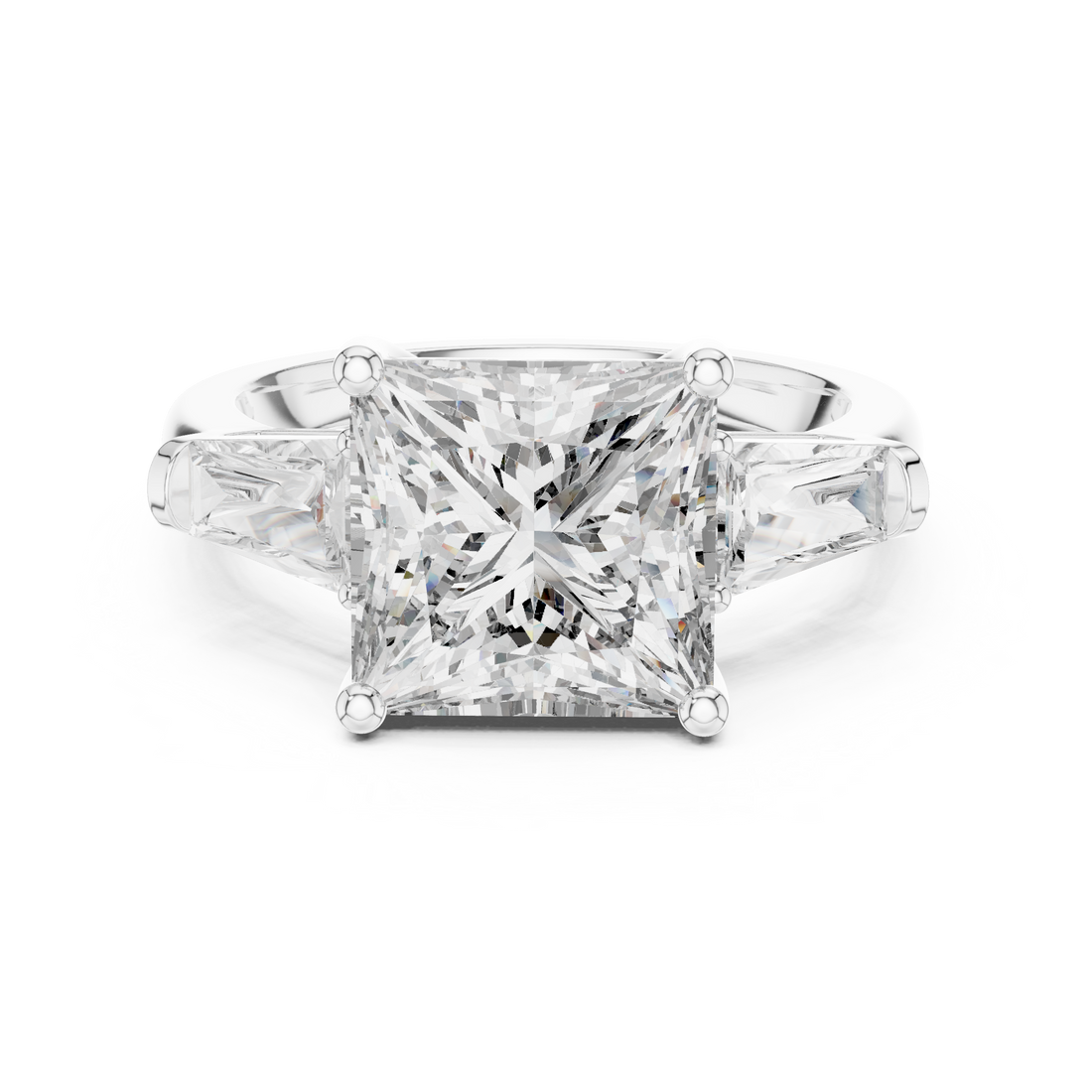 Three Stone Ring - Princess | 9#10016L_13 - Rose Gold