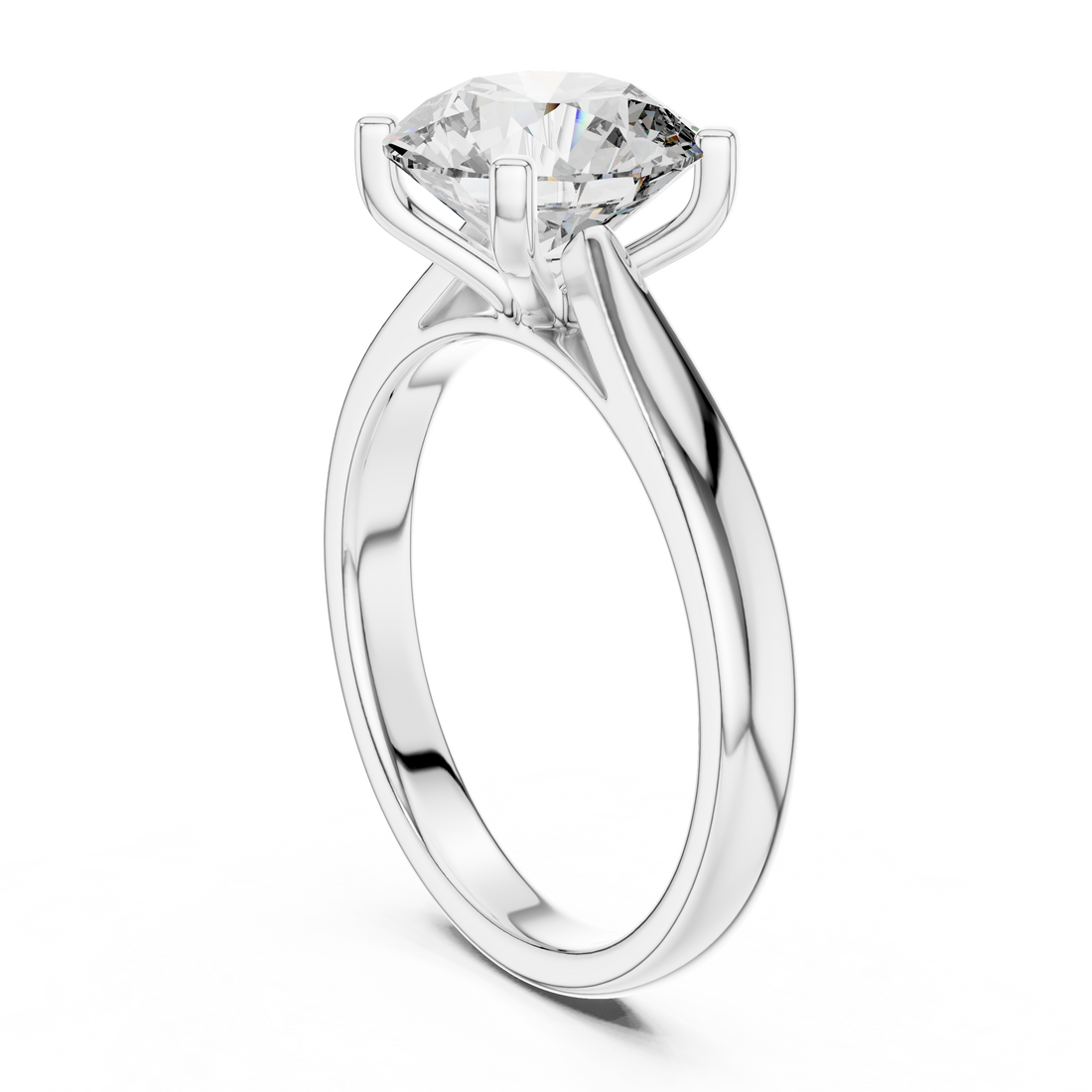 DDLR-068 - Solitaire Round Ring - White Gold