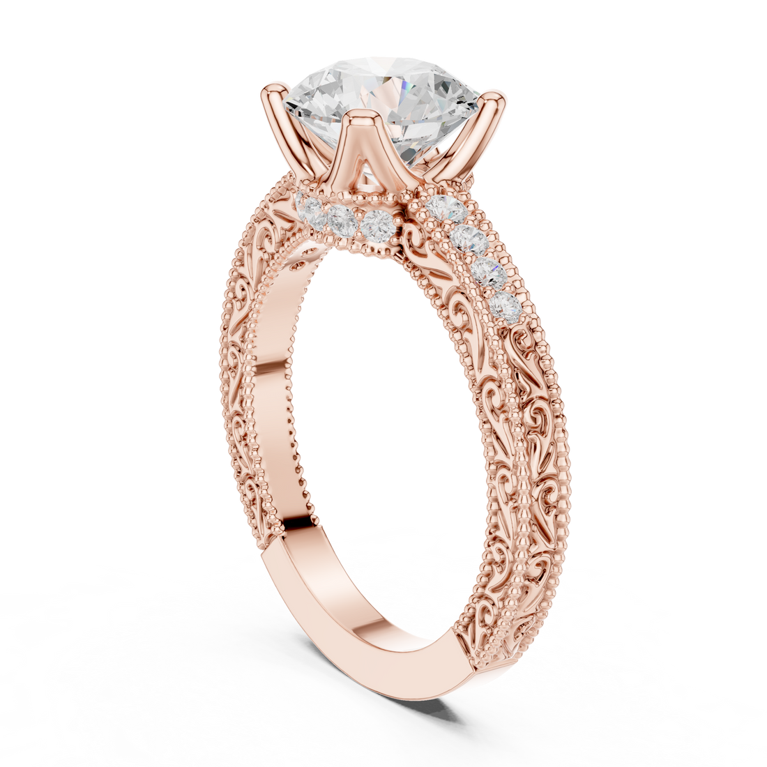 DDLR-982 - Vintage Round Ring - White Gold
