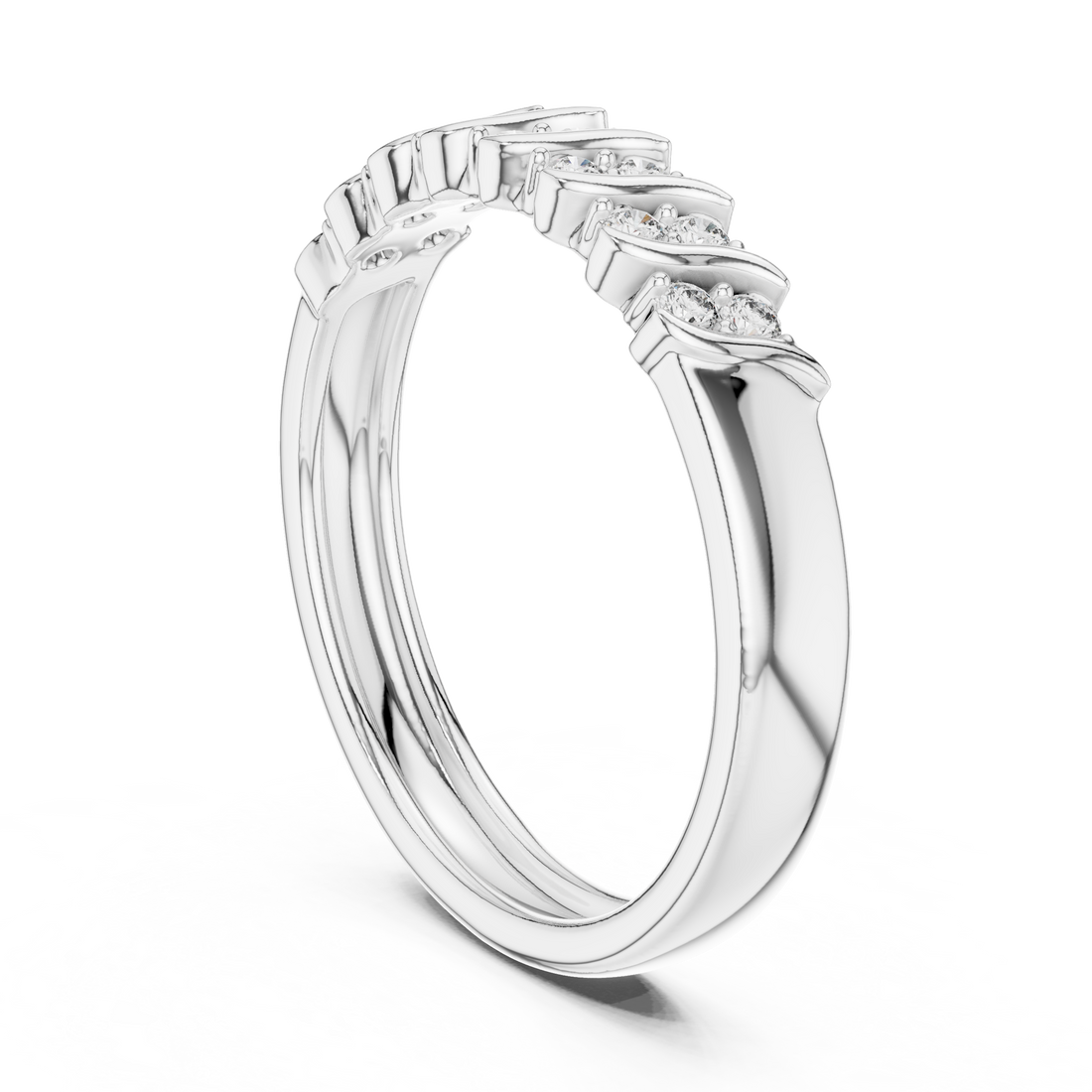 12#10059@L - Eternity Round Ring - White Gold