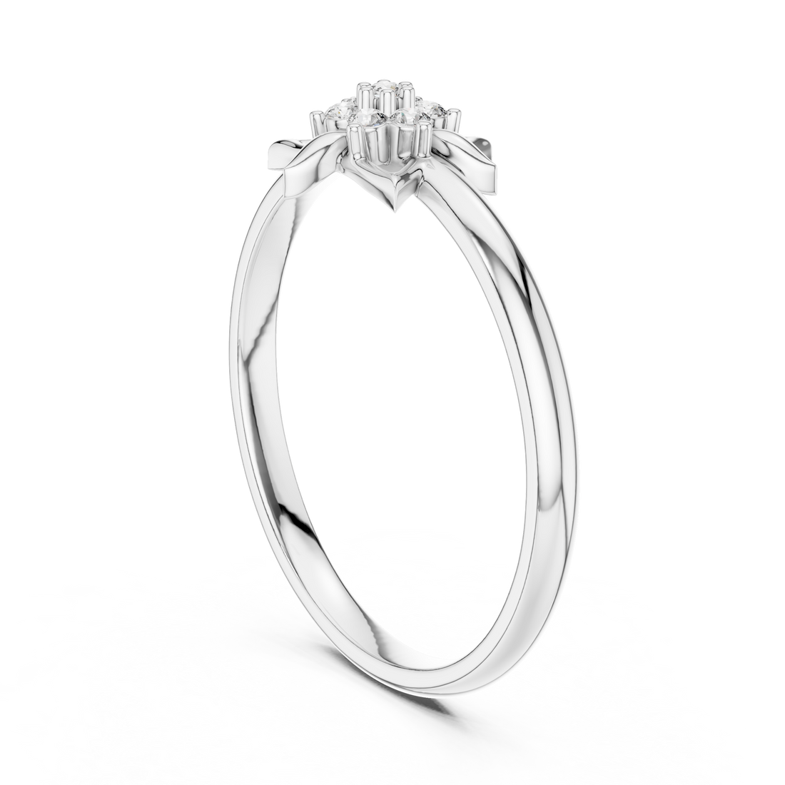 1 (447) - Fashion Round Ring - White Gold