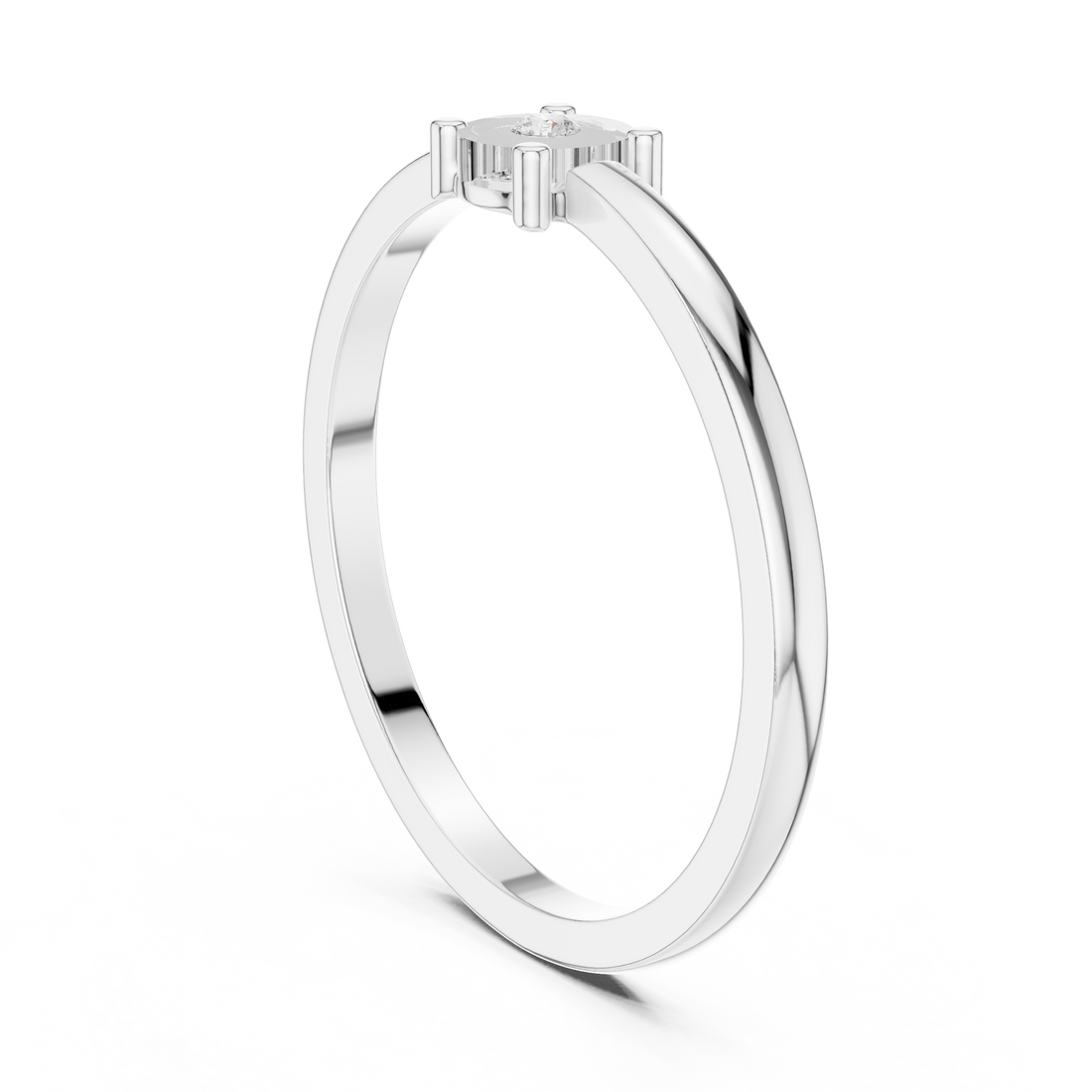 DDLR-413 - Solitaire Round Ring - White Gold