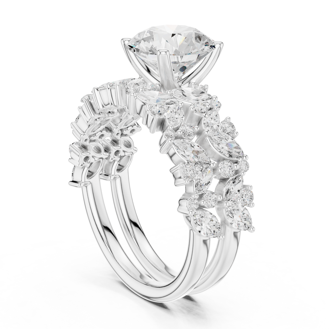 DDLR-443 - RD - Fashion Round Ring - White Gold