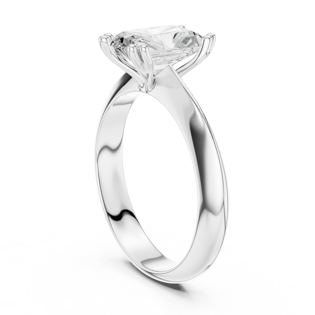 DDLR-147-RA - Solitaire Radiant Ring - White Gold