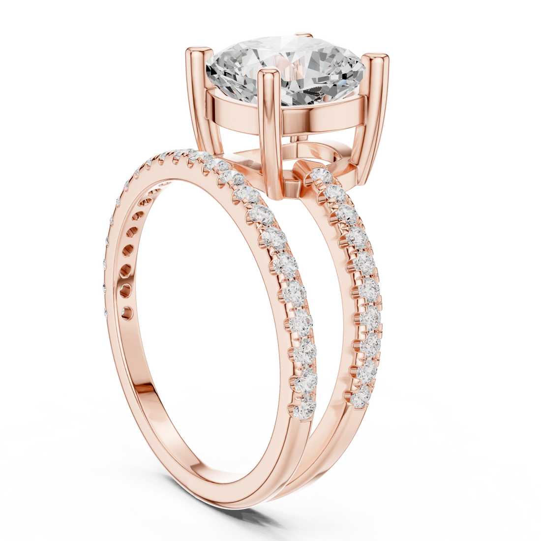 39 CUS - Split Shank Cushion Ring - White Gold
