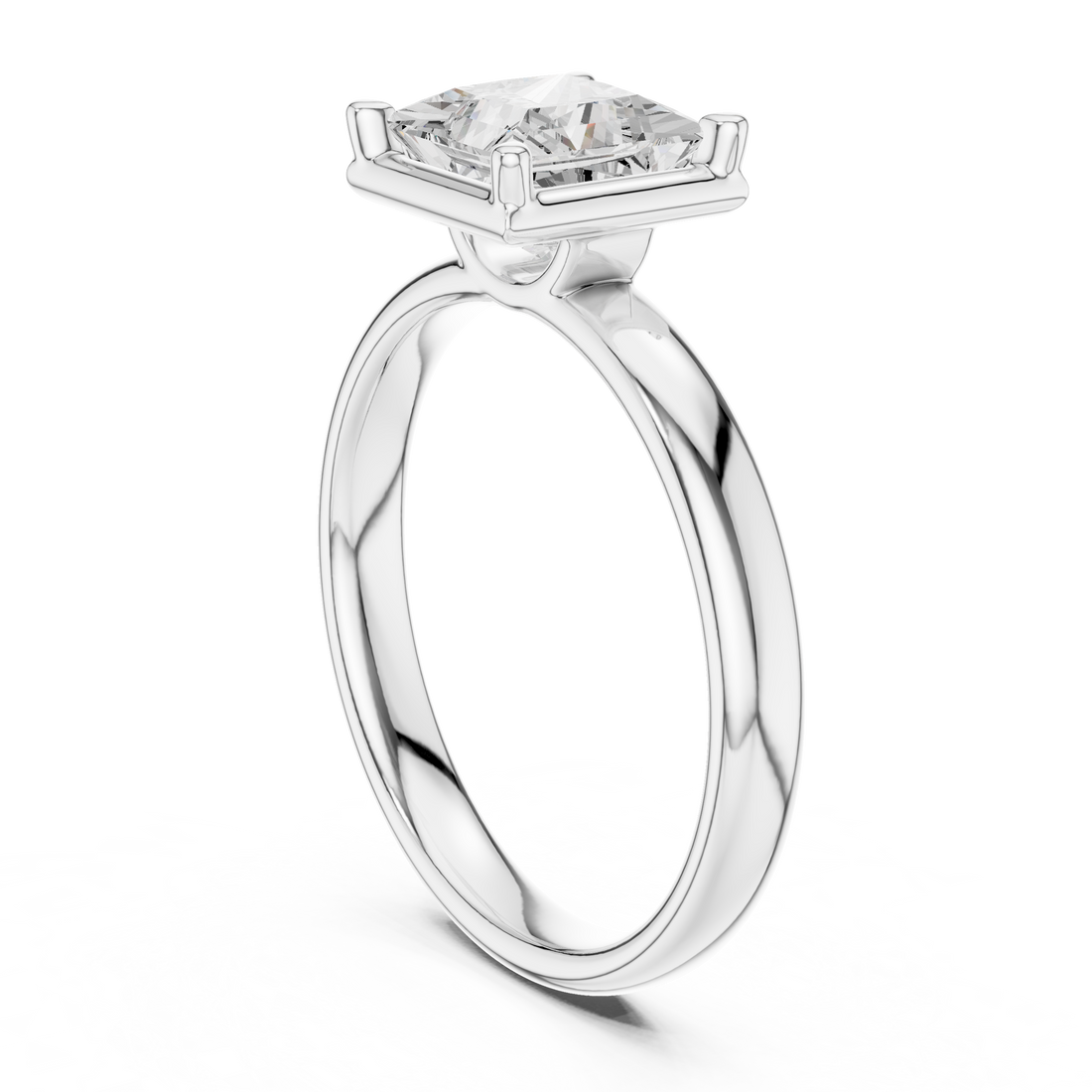 10 PR - Solitaire Princess Ring - White Gold
