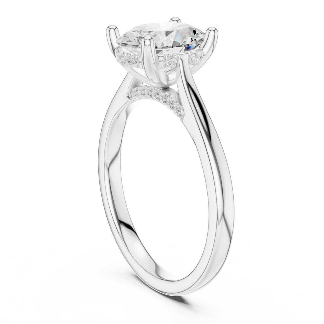 DDLR-163-R00837-OV - Solitaire Oval Ring - White Gold