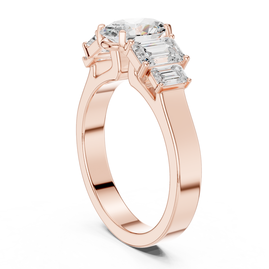 DDLR-1063 - Three Stone Oval Ring - White Gold