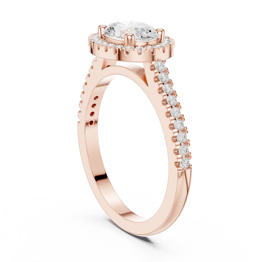 DDLR-347 - Halo Oval Ring - White Gold