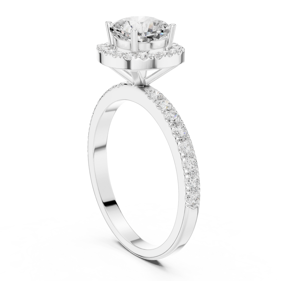DDLR-1100 - Halo Cushion Ring - White Gold
