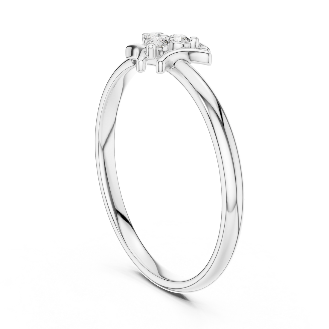 1 (364) - Fashion Round Ring - White Gold