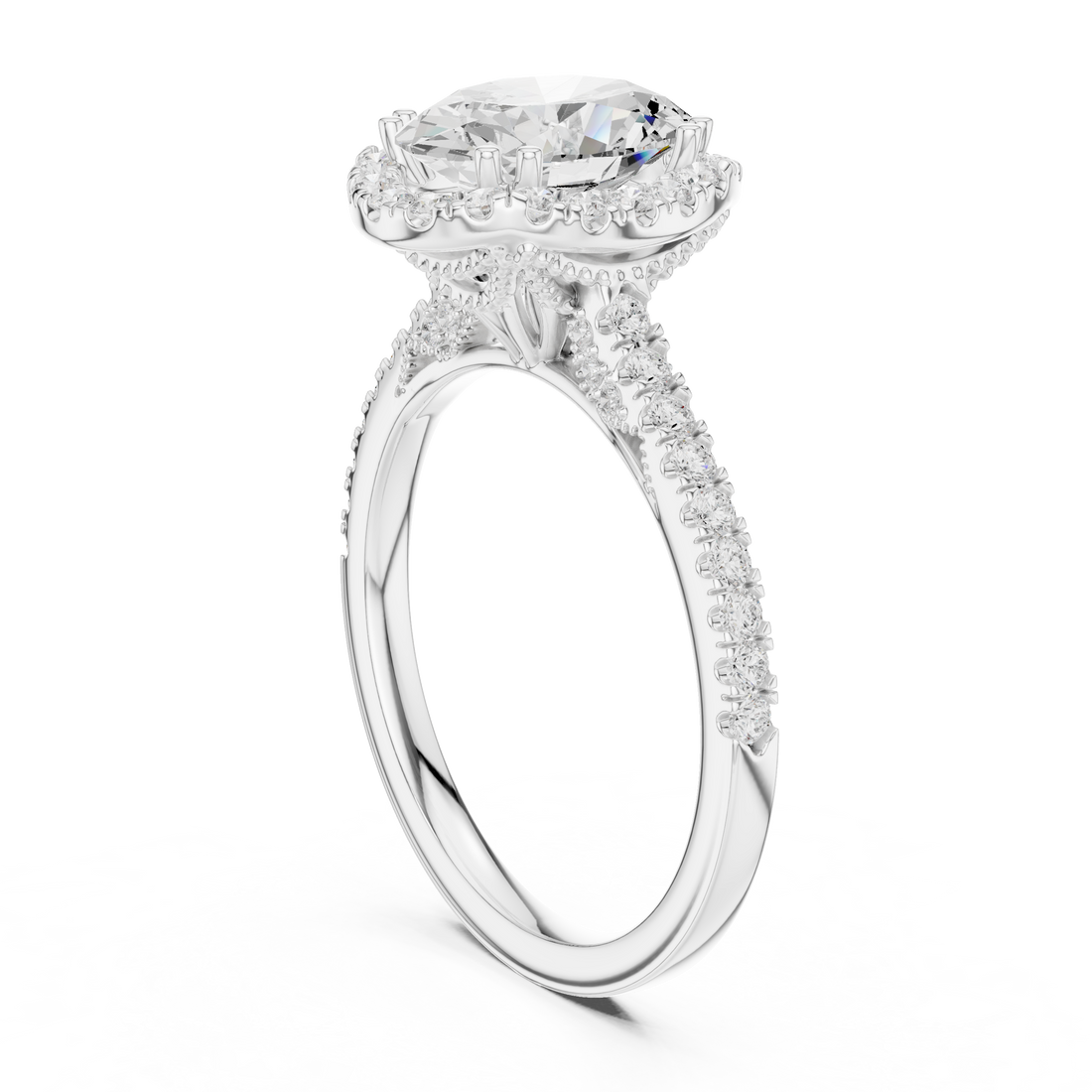 DDLR-255 - R00846-OV(001) - Halo Oval Ring - White Gold