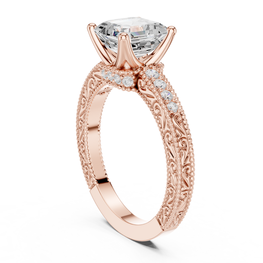 DDLR-166-AC - Vintage Asscher Ring - White Gold
