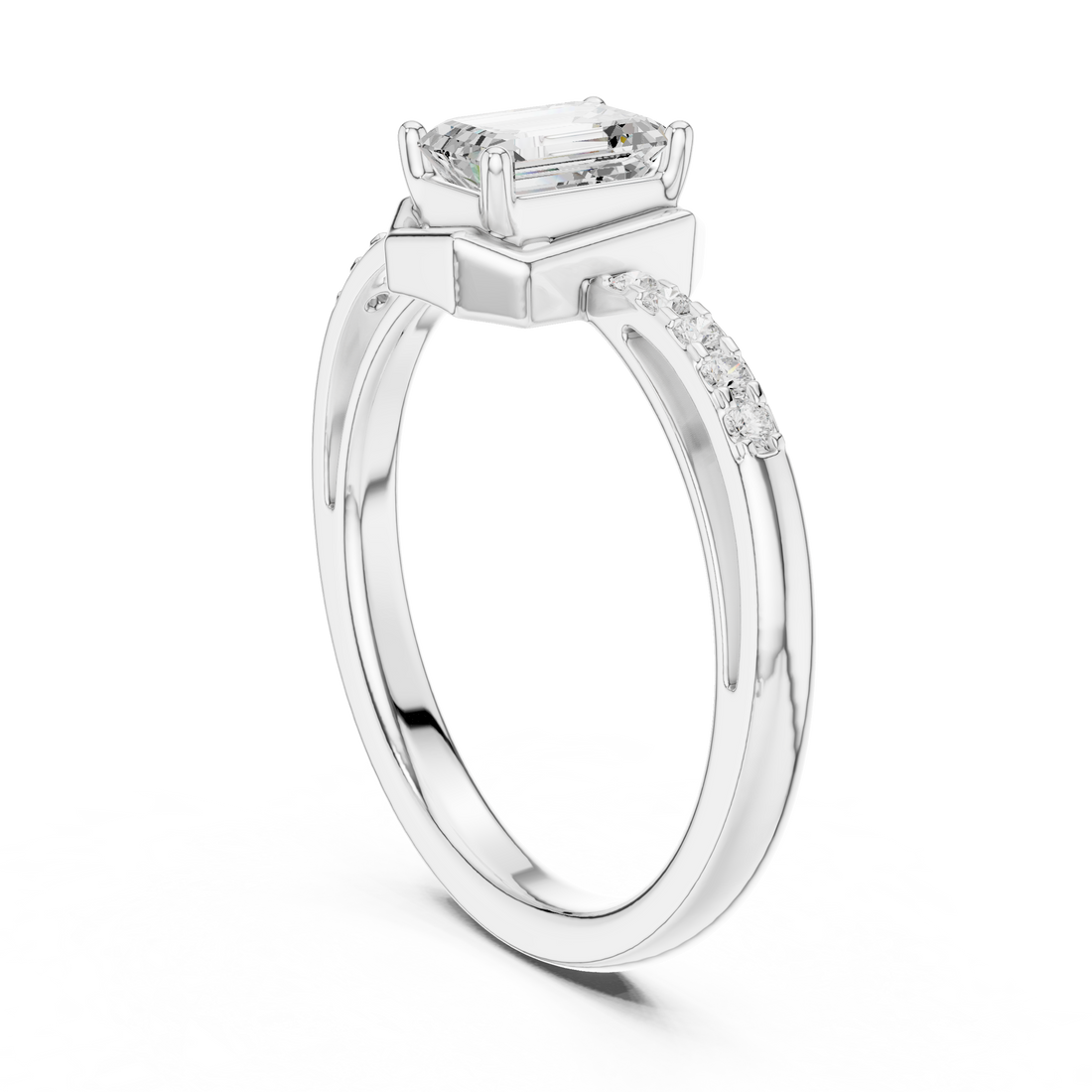 DDLR-520 - Solitaire Emerald Ring - White Gold