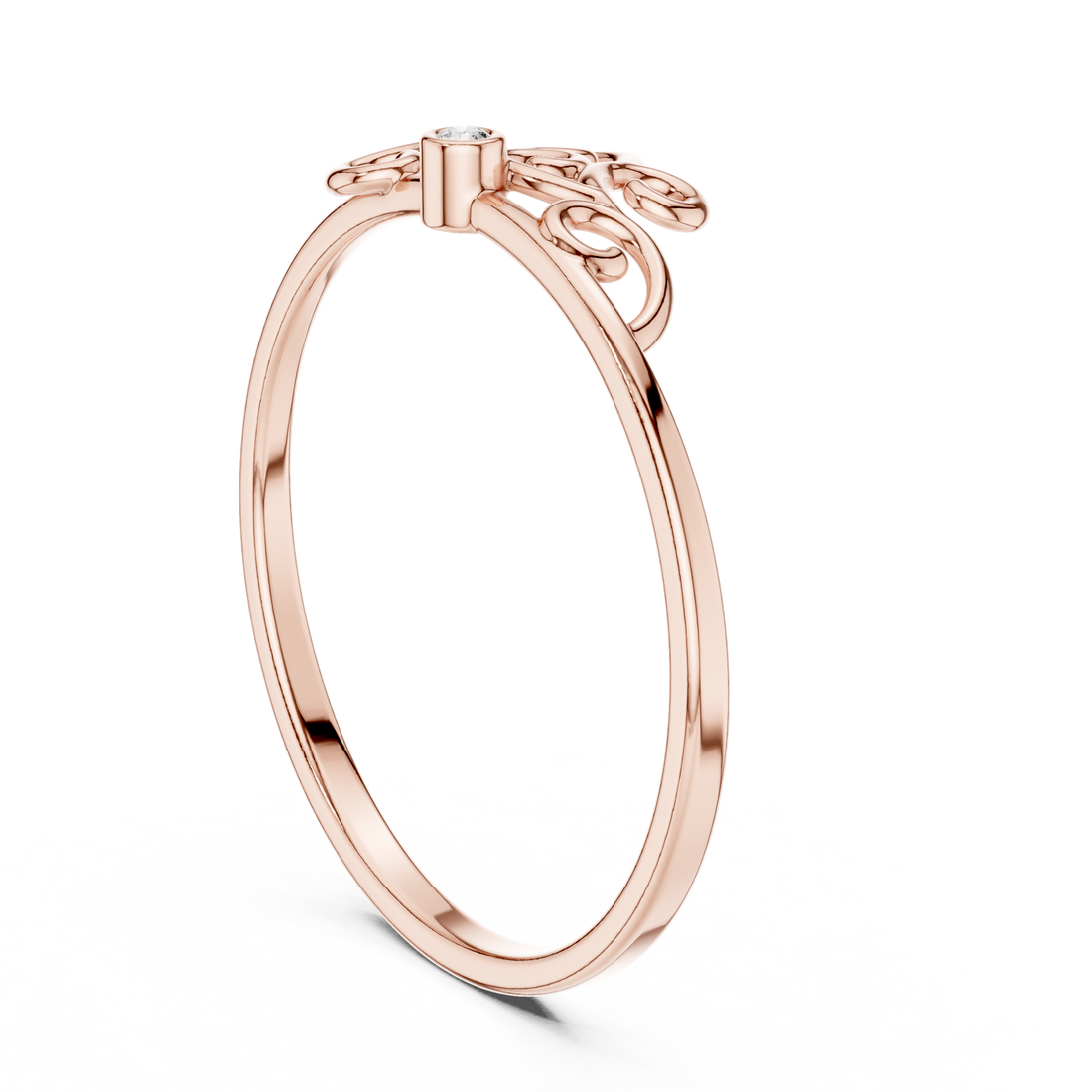 1 (230) - Fashion Round Ring - White Gold