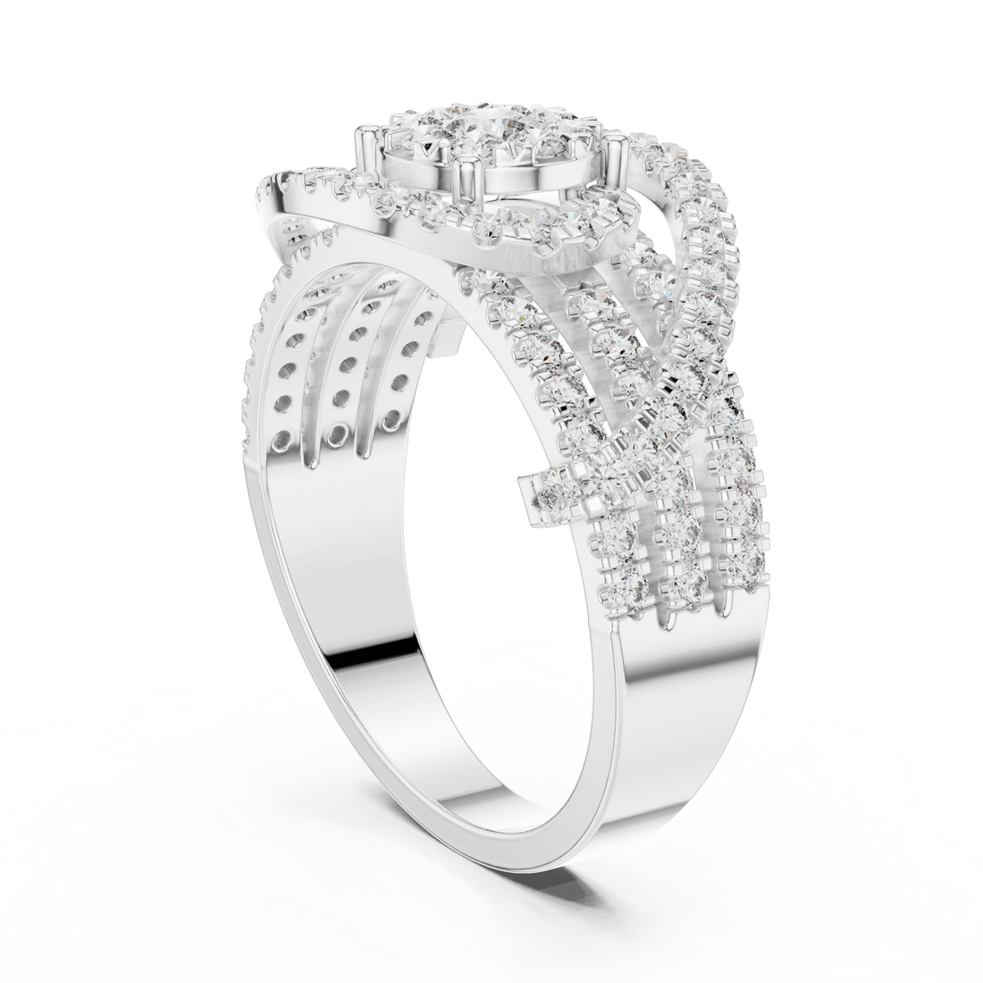 19#120005L - Fashion Oval Ring - White Gold