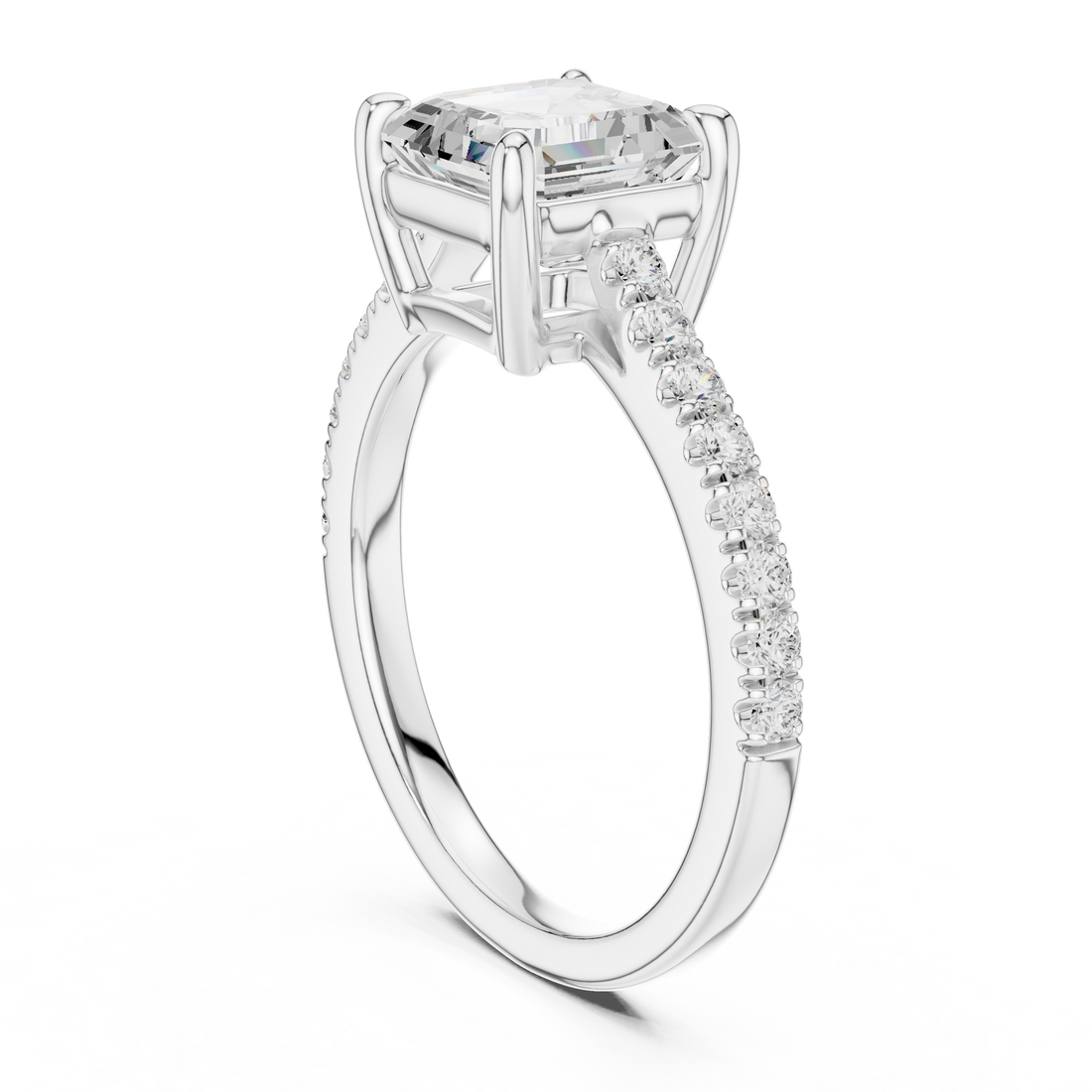 DDLR-039-AC - Solitaire Asscher Ring - White Gold
