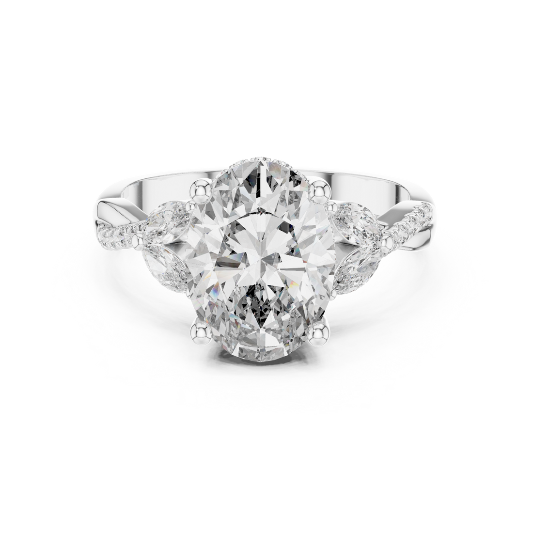 Three Stone Ring - Oval | 9#10017L_22 - Rose Gold