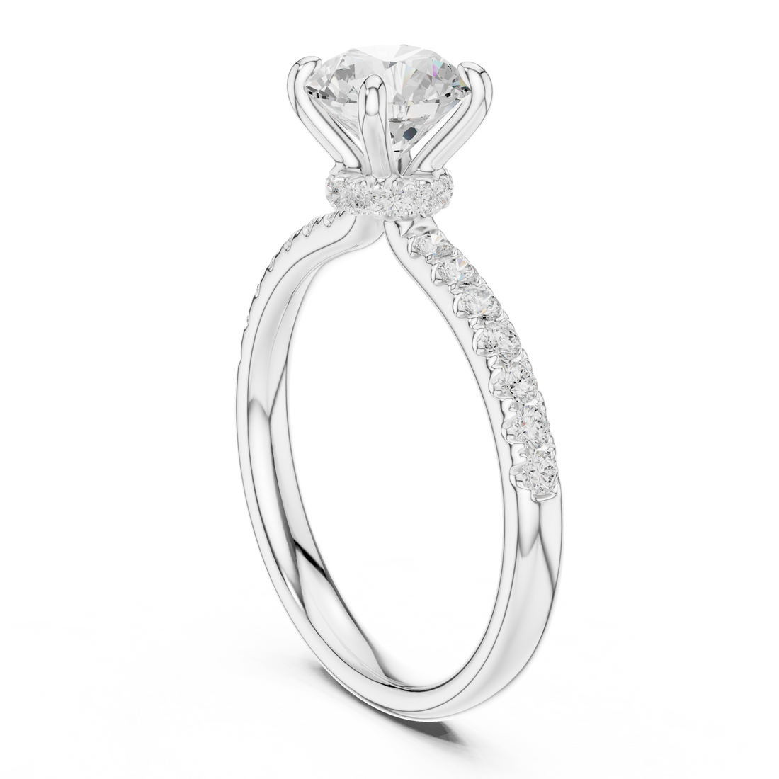 DDLR-643 - Solitaire Round Ring - White Gold