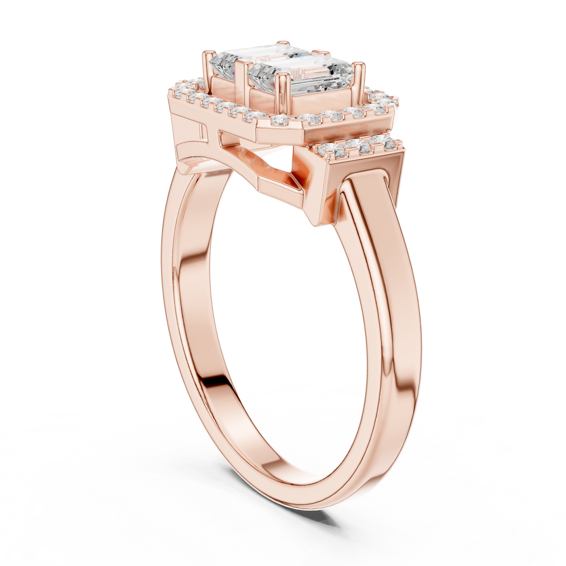 DDLR-534 - Halo Emerald Ring - White Gold