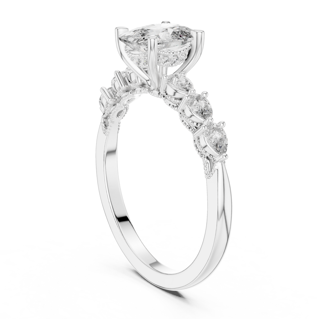 DDLR-168 - Fashion Cushion Ring - White Gold