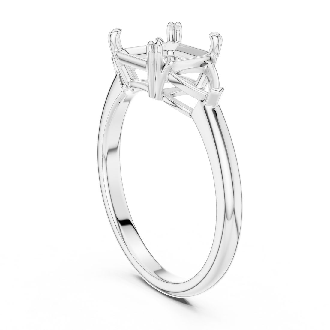 DDLR-034-AC - Three Stone Asscher Ring - White Gold