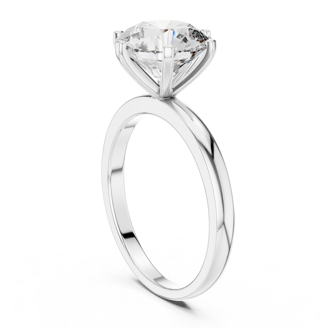 AOMLR105130 - Solitaire Round Ring - White Gold