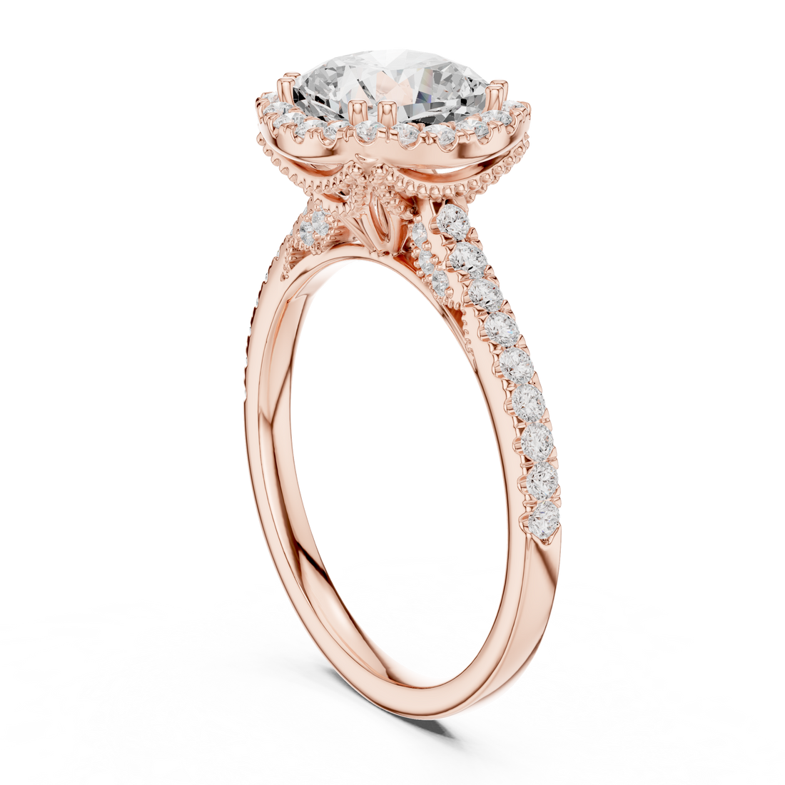 DDLR-255 - Halo Cushion Ring - White Gold