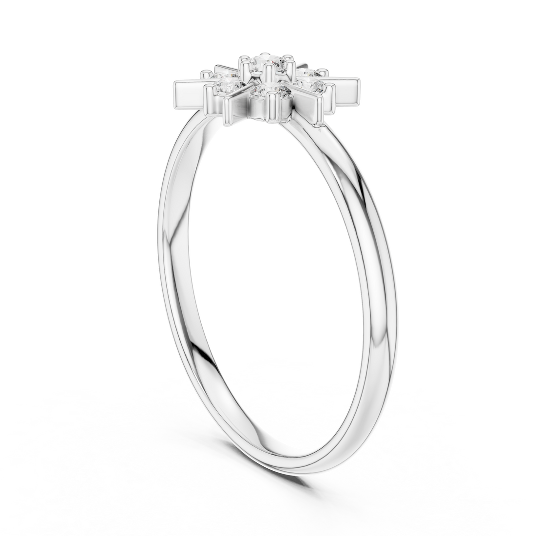 1 (357) - Fashion Round Ring - White Gold
