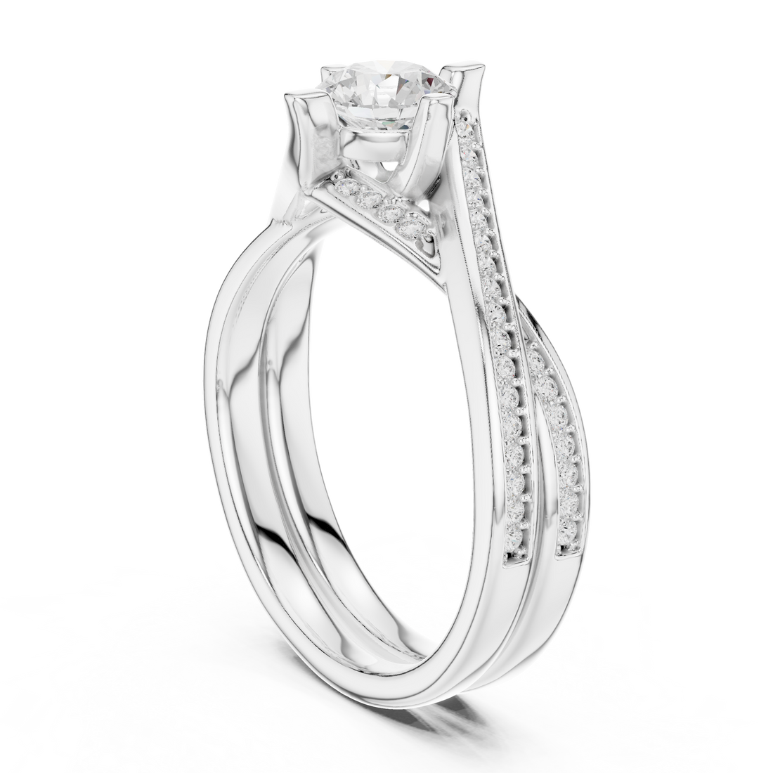LR-0299 - Bypass Round Ring - White Gold