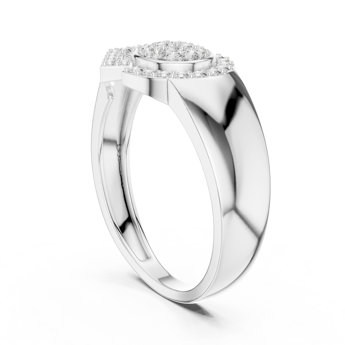 LR-01 (46) - Fashion Round Ring - White Gold