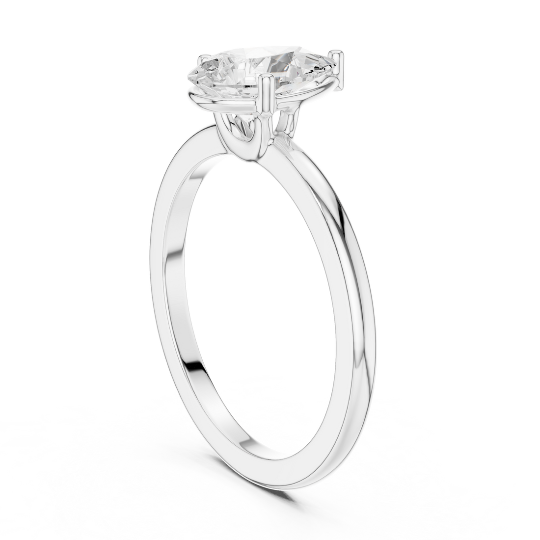 DDLR-1080 - Solitaire Pear Ring - White Gold